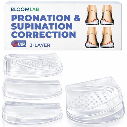 Orthopädische Fersenkeil-Einlagen – 3-lagige verstellbare Gel-Einlegesohlen gegen Supination, Pronation, Plattfüße & Fersenschmerzen – Stützende Schuhpolster für Damen & Herren