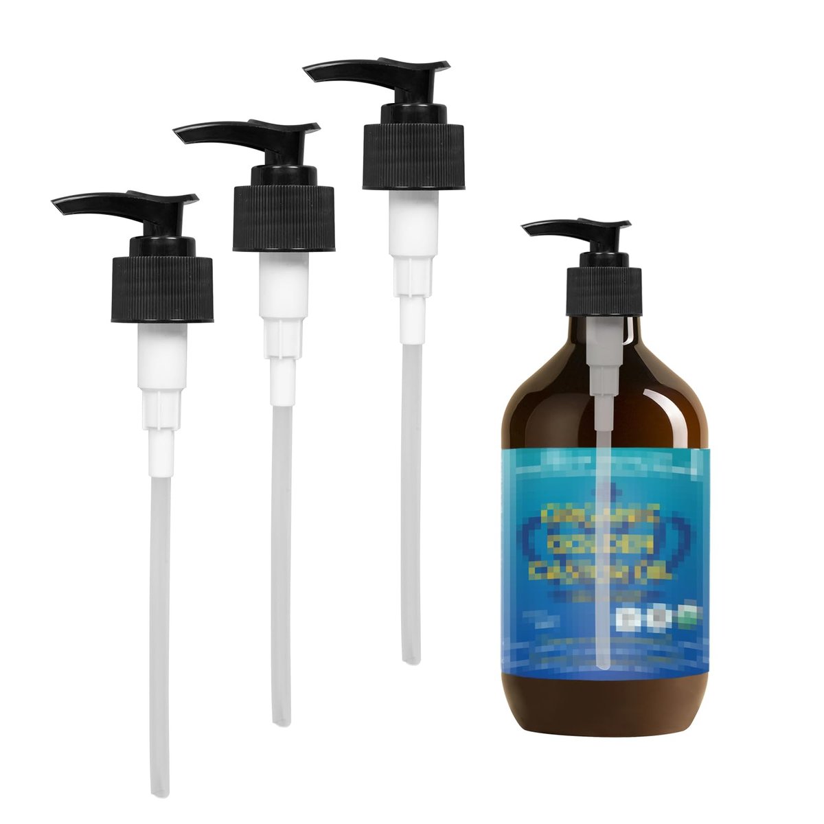 Elvxhke Dosierpumpe kompatibel mit Queen of The Thrones Rizinusöl, Heritage Store und RejuveNaturals Rizinusöl, tropffreies Pumpen, 3er-Pack für 16 oz Rizinusölflasche (Öl nicht enthalten)