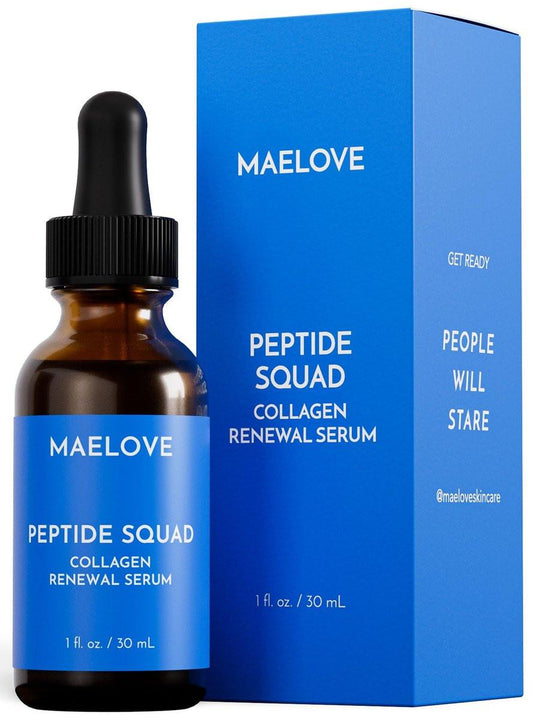 MAELOVE Peptide Squad Collagen Renewal Serum mit Kupferpeptiden, Argireline, Matrixyl 3000 + Hyaluronsäure und Niacinamid gegen Falten, feine Linien und für Hautelastizität