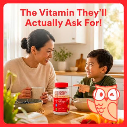 SmartyPants Kinder Multivitamin Gummis mit Omega 3 DHA/EPA, Vitaminen D3, C, B12, B6, A, K und Zink, glutenfrei, Clean Label, drei Fruchtgeschmacksrichtungen, 60 Gummis (30-Tage-Versorgung)