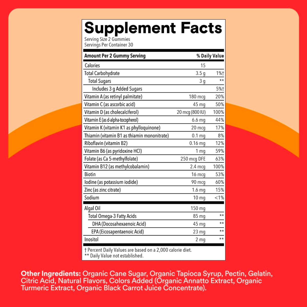 SmartyPants Kinder Multivitamin Gummis mit Omega 3 DHA/EPA, Vitaminen D3, C, B12, B6, A, K und Zink, glutenfrei, Clean Label, drei Fruchtgeschmacksrichtungen, 60 Gummis (30-Tage-Versorgung)
