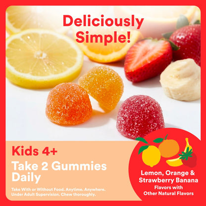 SmartyPants Kinder Multivitamin Gummis mit Omega 3 DHA/EPA, Vitaminen D3, C, B12, B6, A, K und Zink, glutenfrei, Clean Label, drei Fruchtgeschmacksrichtungen, 60 Gummis (30-Tage-Versorgung)
