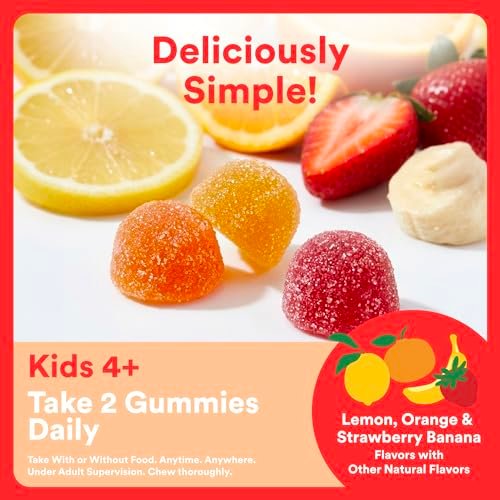SmartyPants Kinder Multivitamin Gummis mit Omega 3 DHA/EPA, Vitaminen D3, C, B12, B6, A, K und Zink, glutenfrei, Clean Label, drei Fruchtgeschmacksrichtungen, 60 Gummis (30-Tage-Versorgung)