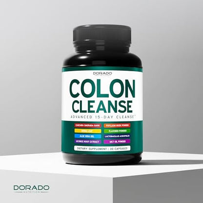 Darmreinigung & Detox 15-Tage-Kur (30 Kapseln) – Sanfte Darmreinigung mit Probiotika gegen Blähbauch – Vegan, Nicht-GVO, Drittanbieter getestet – Hergestellt in den USA