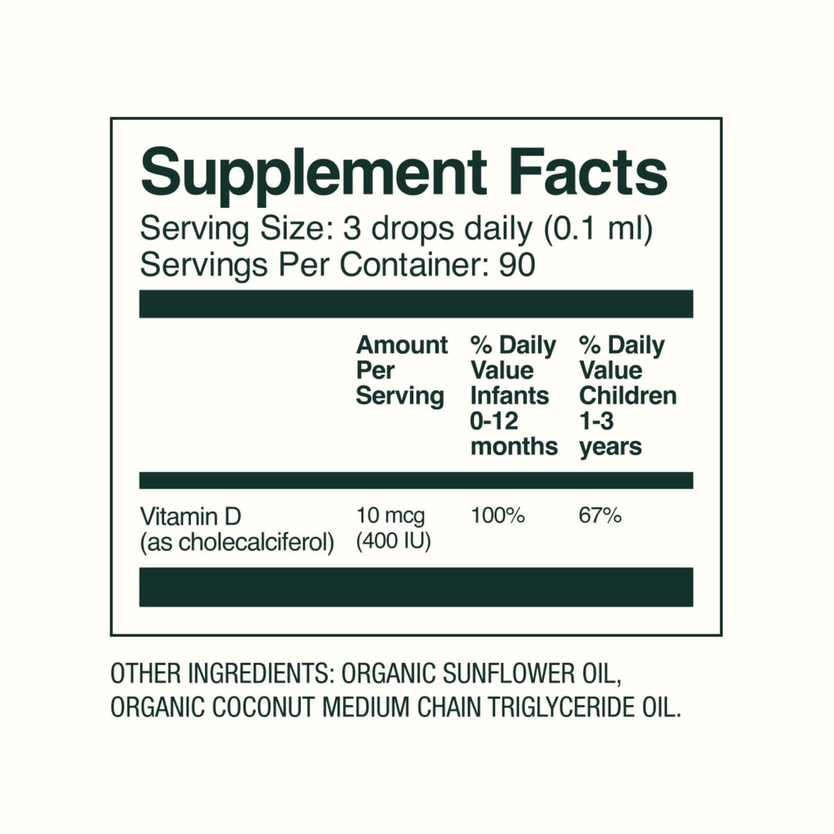 Bobbie Organic Baby Vitamin D Tropfen – Tägliches flüssiges Nahrungsergänzungsmittel für Neugeborene und Kleinkinder zur Unterstützung der Entwicklung, des Immunsystems sowie starker Zähne und Knochen* – Vegan, 400 IE, 0,3 fl oz
