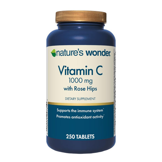 Nature's Wonder Vitamin C 1000 mg mit Hagebutten-Tabletten für die Immununterstützung, 250 Portionen, 250 Stück