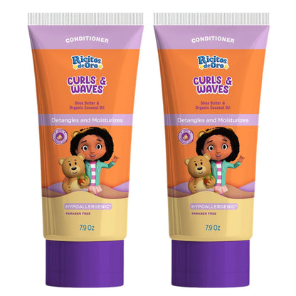 Ricitos de Oro Lockenpflege-Conditioner: Feuchtigkeit für Locken, definiert natürliche Muster, für alle Haartypen geeignet, Baby- und Kinderprodukt, 2er-Pack à 118 ml