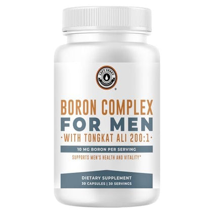Boron Komplex für Männer mit Tongkat Ali – Vitamin D3, Zink Picolinat 30mg, Longjack Tongkat Ali – Borcitrat 10mg für Männergesundheit – Non GMO, Glutenfrei, Ohne Allergene – 30 Kapseln