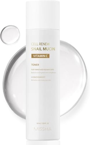 MISSHA Cell Renew Snail Mucin Vitamin C Toner – Korean Feuchtigkeitstoner für Glas-Haut, 5,07 Fl oz
