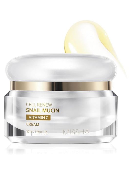 MISSHA Cell Renew Schneckenmucin Vitamin C Creme 1,69 oz – Feuchtigkeitsspendende koreanische Hautpflege für verbesserte Textur & jugendlichen Glanz, Kbeauty, parabenfrei