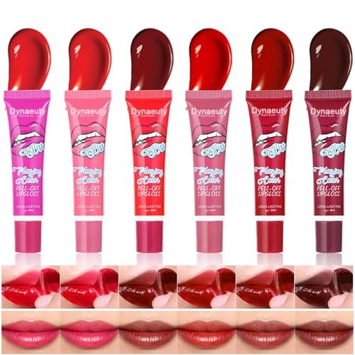 Dynaeuty 6-teiliges Peel-Off-Lippenstift-Set – langanhaltende, wasserfeste Lippenfarbe mit Farbwechsel-Effekt