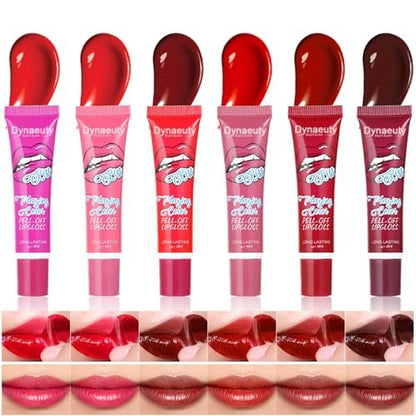 Dynaeuty 6-teiliges Peel-Off-Lippenstift-Set – langanhaltende, wasserfeste Lippenfarbe mit Farbwechsel-Effekt