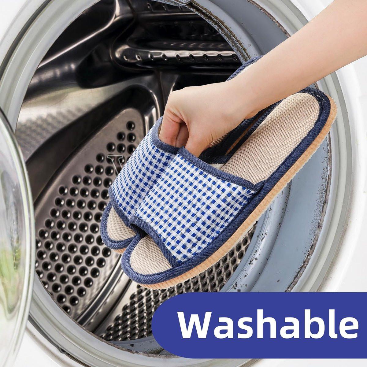 Eorbow 10 Paar waschbare Hausschuhe für Gäste, Einweg-Indoor-Slipper mit dicker Sohle, rutschfeste offene Zehenslipper, Spa-Slipper im Großpack für Zuhause, Hotel, Schlafzimmer, Reisen, Unisex Universalgröße
