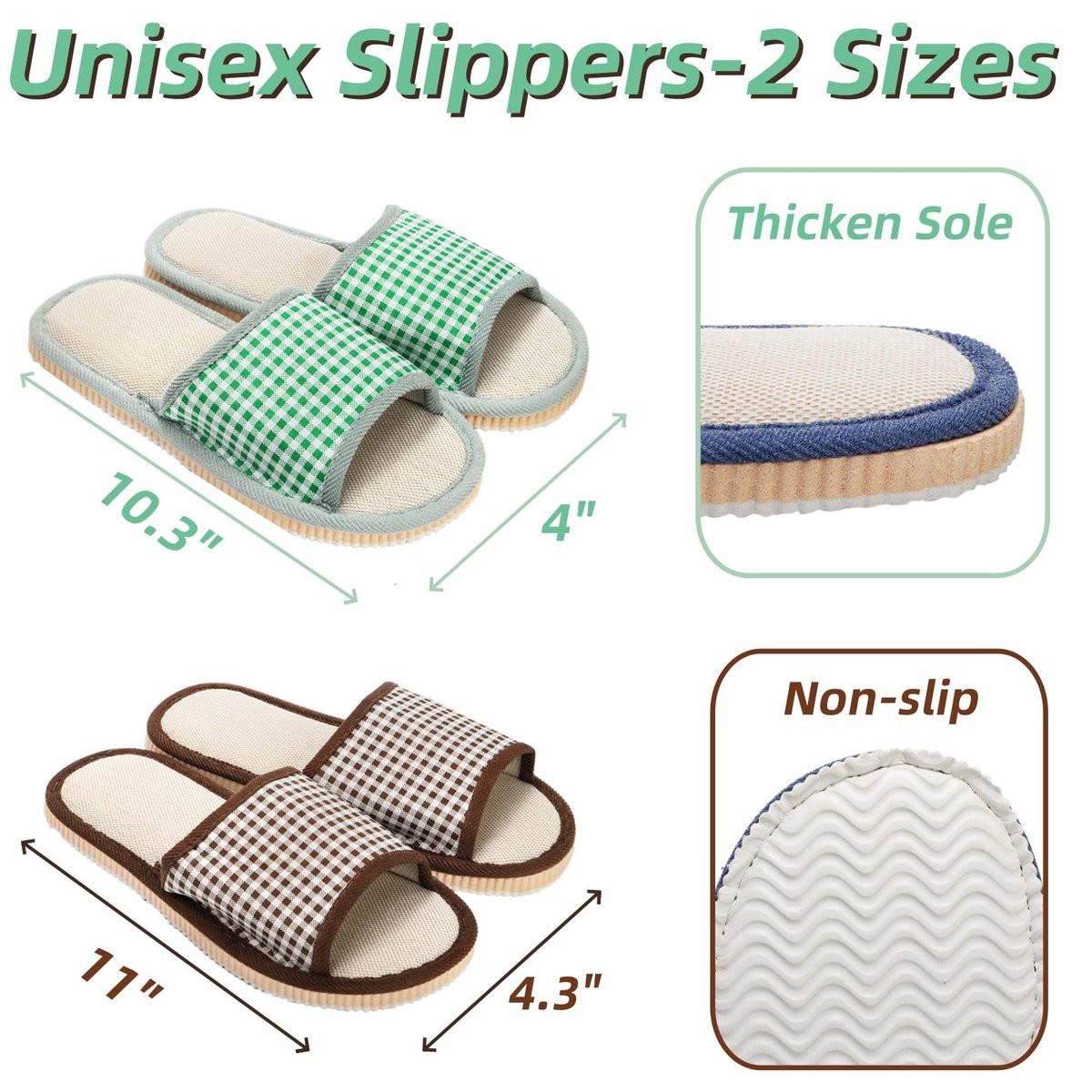 Eorbow 10 Paar waschbare Hausschuhe für Gäste, Einweg-Indoor-Slipper mit dicker Sohle, rutschfeste offene Zehenslipper, Spa-Slipper im Großpack für Zuhause, Hotel, Schlafzimmer, Reisen, Unisex Universalgröße