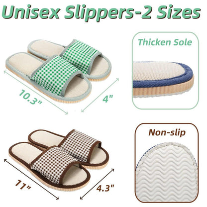 Eorbow 10 Paar waschbare Hausschuhe für Gäste, Einweg-Indoor-Slipper mit dicker Sohle, rutschfeste offene Zehenslipper, Spa-Slipper im Großpack für Zuhause, Hotel, Schlafzimmer, Reisen, Unisex Universalgröße