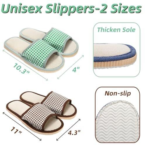 Eorbow 10 Paar waschbare Hausschuhe für Gäste, Einweg-Indoor-Slipper mit dicker Sohle, rutschfeste offene Zehenslipper, Spa-Slipper im Großpack für Zuhause, Hotel, Schlafzimmer, Reisen, Unisex Universalgröße