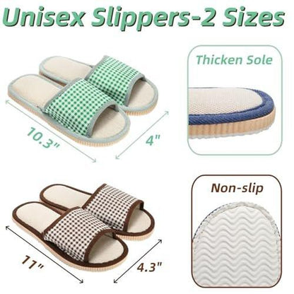 Eorbow 10 Paar waschbare Hausschuhe für Gäste, Einweg-Indoor-Slipper mit dicker Sohle, rutschfeste offene Zehenslipper, Spa-Slipper im Großpack für Zuhause, Hotel, Schlafzimmer, Reisen, Unisex Universalgröße