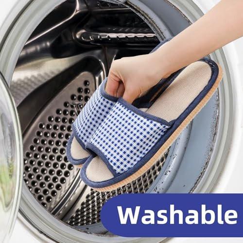 Eorbow 10 Paar waschbare Hausschuhe für Gäste, Einweg-Indoor-Slipper mit dicker Sohle, rutschfeste offene Zehenslipper, Spa-Slipper im Großpack für Zuhause, Hotel, Schlafzimmer, Reisen, Unisex Universalgröße