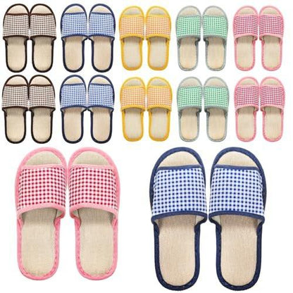 Eorbow 10 Paar waschbare Hausschuhe für Gäste, Einweg-Indoor-Slipper mit dicker Sohle, rutschfeste offene Zehenslipper, Spa-Slipper im Großpack für Zuhause, Hotel, Schlafzimmer, Reisen, Unisex Universalgröße