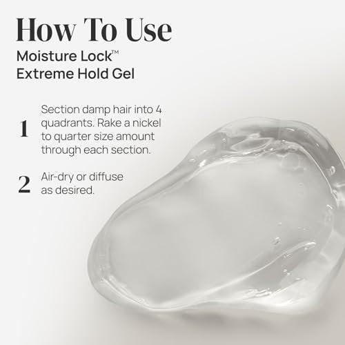 Ouidad Moisture Lock Extreme Hold Haargel - 311 ml, Maximaler Halt für Frauen und Männer, mit Aloe, Leinsamenöl und schwarzem Rizinusöl, feuchtigkeitsspendende, nicht flockende Formel, für alle Lockentypen