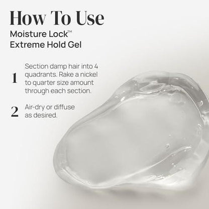 Ouidad Moisture Lock Extreme Hold Haargel - 311 ml, Maximaler Halt für Frauen und Männer, mit Aloe, Leinsamenöl und schwarzem Rizinusöl, feuchtigkeitsspendende, nicht flockende Formel, für alle Lockentypen