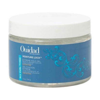 Ouidad Moisture Lock Extreme Hold Haargel - 311 ml, Maximaler Halt für Frauen und Männer, mit Aloe, Leinsamenöl und schwarzem Rizinusöl, feuchtigkeitsspendende, nicht flockende Formel, für alle Lockentypen