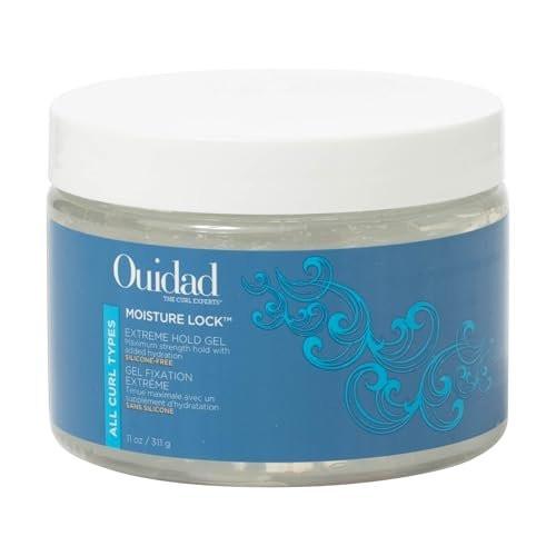 Ouidad Moisture Lock Extreme Hold Haargel - 311 ml, Maximaler Halt für Frauen und Männer, mit Aloe, Leinsamenöl und schwarzem Rizinusöl, feuchtigkeitsspendende, nicht flockende Formel, für alle Lockentypen