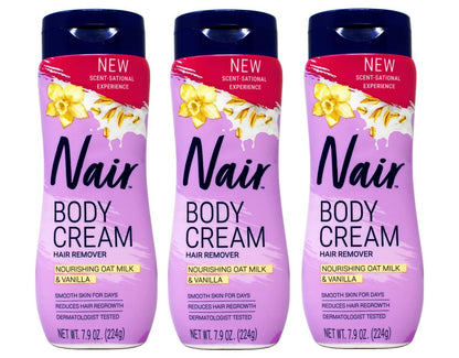 Nair Body Cream Haarentferner mit nährendem Hafermilch & Vanille, dermatologisch getestet, 7,9 oz (3er-Pack)