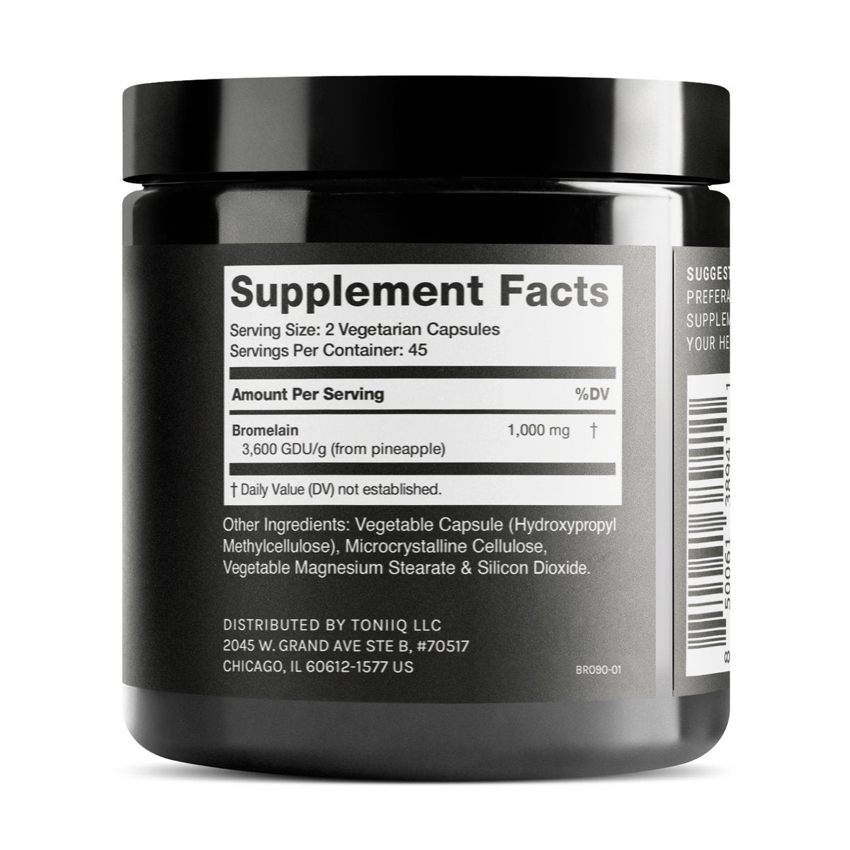 Ultra High Strength Bromelain 1000 mg – 3600 GDU/Gram – Hochkonzentriert und bioverfügbar – 90 vegane Kapseln – 45 Portionen pro Behälter – Bromelain Nahrungsergänzungsmittel