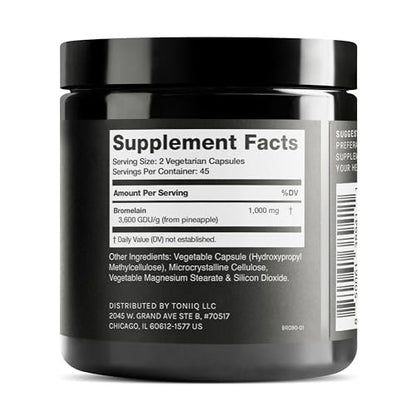 Ultra High Strength Bromelain 1000 mg – 3600 GDU/Gram – Hochkonzentriert und bioverfügbar – 90 vegane Kapseln – 45 Portionen pro Behälter – Bromelain Nahrungsergänzungsmittel