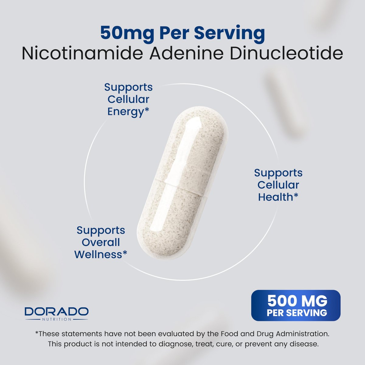 NAD+ Supplement 500mg – 95% reines NAD+ pro Portion | NMN & Nicotinamid-Ribosid Unterstützung | Vegan, Non-GMO, Ohne Füllstoffe, Laborgeprüft – 30 Kapseln