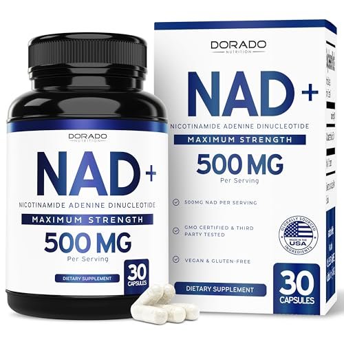 NAD+ Supplement 500mg – 95% reines NAD+ pro Portion | NMN & Nicotinamid-Ribosid Unterstützung | Vegan, Non-GMO, Ohne Füllstoffe, Laborgeprüft – 30 Kapseln