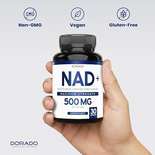 NAD+ Supplement 500mg – 95% reines NAD+ pro Portion | NMN & Nicotinamid-Ribosid Unterstützung | Vegan, Non-GMO, Ohne Füllstoffe, Laborgeprüft – 30 Kapseln