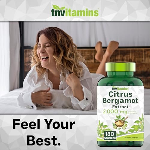 tnvitamins Citrus Bergamot 2000 mg – 180 Kapseln | Hochdosiertes Citrus-Bergamotte-Präparat mit 2000 mg pro Kapsel | 6-Monats-Vorrat! | Non-GMO | Hergestellt in den USA