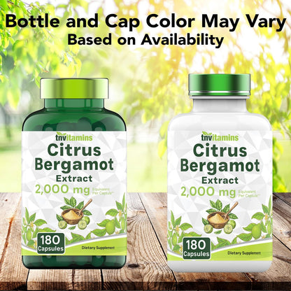 tnvitamins Citrus Bergamot 2000 mg – 180 Kapseln | Hochdosiertes Citrus-Bergamotte-Präparat mit 2000 mg pro Kapsel | 6-Monats-Vorrat! | Non-GMO | Hergestellt in den USA