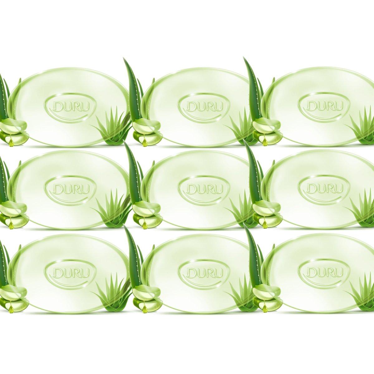 Duru Aloe Vera Glycerin Seife - Vegane Transparente Reinigungsbar - Feuchtigkeitsspendend für empfindliche Haut - 9er Pack