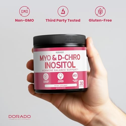 Myo-Inositol & D-Chiro Inositol Pulver (2050 mg pro Portion, ideales 40:1 Verhältnis, 30-Tage-Vorrat) für Hormonbalance der Frau & Eierstockgesundheit – Drittanbieter getestet, vegan & in den USA hergestellt