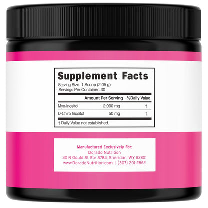 Myo-Inositol & D-Chiro Inositol Pulver (2050 mg pro Portion, ideales 40:1 Verhältnis, 30-Tage-Vorrat) für Hormonbalance der Frau & Eierstockgesundheit – Drittanbieter getestet, vegan & in den USA hergestellt