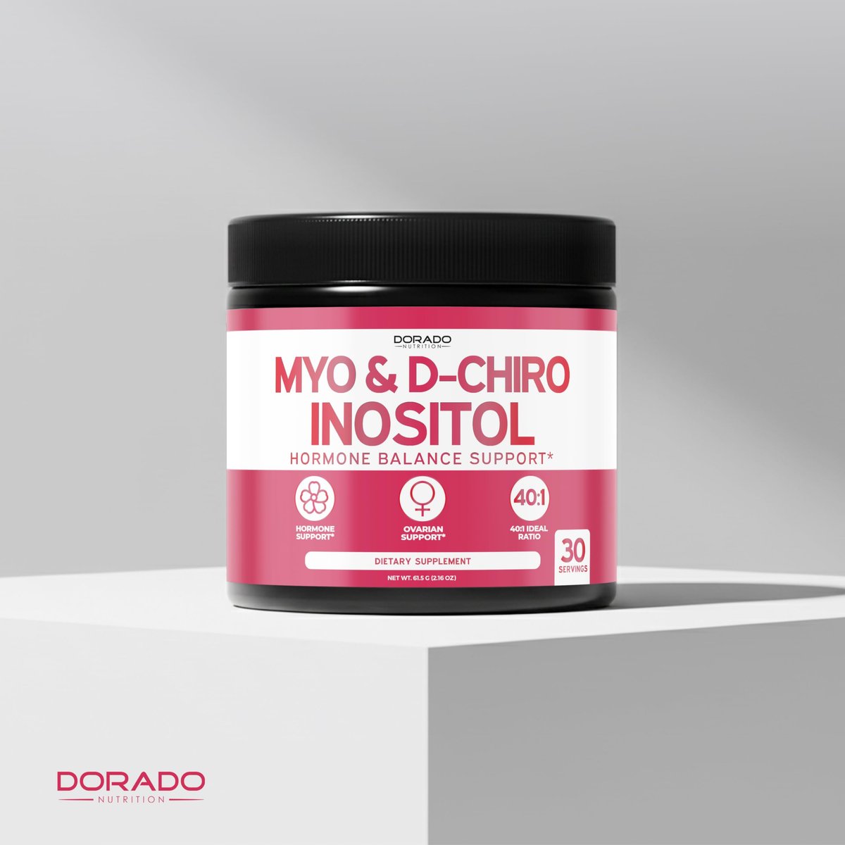 Myo-Inositol & D-Chiro Inositol Pulver (2050 mg pro Portion, ideales 40:1 Verhältnis, 30-Tage-Vorrat) für Hormonbalance der Frau & Eierstockgesundheit – Drittanbieter getestet, vegan & in den USA hergestellt