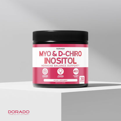 Myo-Inositol & D-Chiro Inositol Pulver (2050 mg pro Portion, ideales 40:1 Verhältnis, 30-Tage-Vorrat) für Hormonbalance der Frau & Eierstockgesundheit – Drittanbieter getestet, vegan & in den USA hergestellt