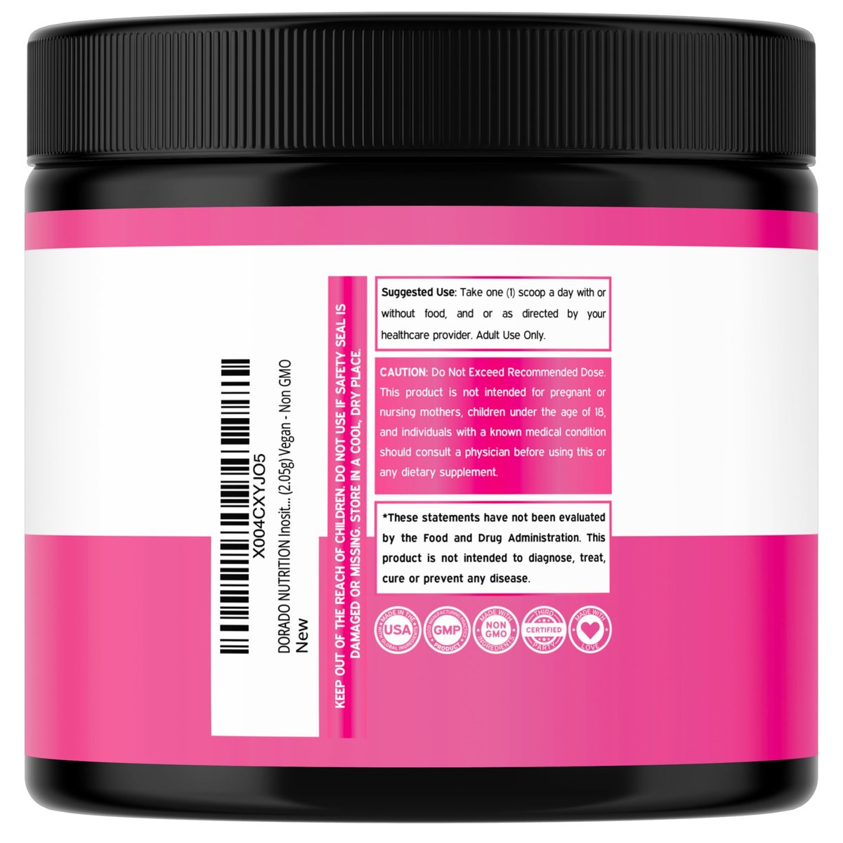 Myo-Inositol & D-Chiro Inositol Pulver (2050 mg pro Portion, ideales 40:1 Verhältnis, 30-Tage-Vorrat) für Hormonbalance der Frau & Eierstockgesundheit – Drittanbieter getestet, vegan & in den USA hergestellt