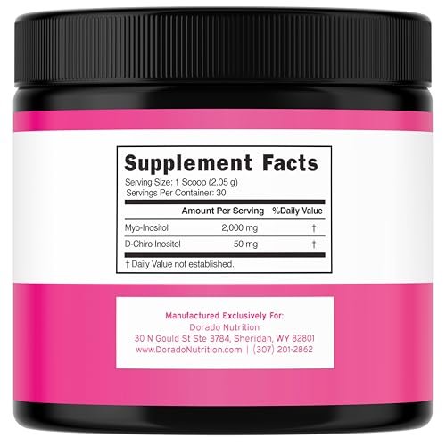 Myo-Inositol & D-Chiro Inositol Pulver (2050 mg pro Portion, ideales 40:1 Verhältnis, 30-Tage-Vorrat) für Hormonbalance der Frau & Eierstockgesundheit – Drittanbieter getestet, vegan & in den USA hergestellt