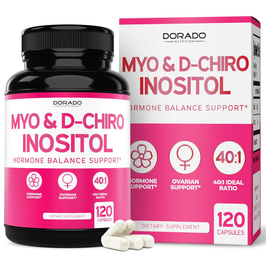 Myo-Inositol & D-Chiro Inositol Supplement für Frauen – 120 Kapseln, 2050 mg pro Portion, ideales 40:1 Verhältnis – Hormonbalance für Frauen – Drittanbieter getestet, vegan & hergestellt in den USA