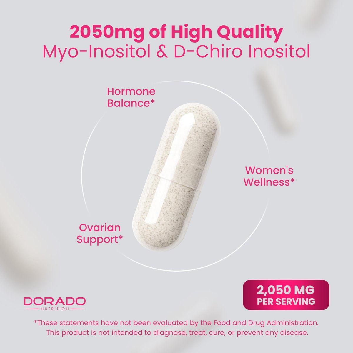 Myo-Inositol & D-Chiro Inositol Supplement für Frauen – 120 Kapseln, 2050 mg pro Portion, ideales 40:1 Verhältnis – Hormonbalance für Frauen – Drittanbieter getestet, vegan & hergestellt in den USA