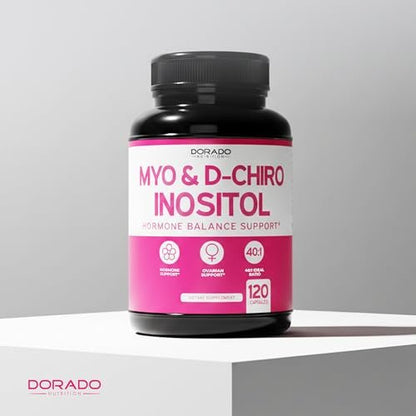 Myo-Inositol & D-Chiro Inositol Supplement für Frauen – 120 Kapseln, 2050 mg pro Portion, ideales 40:1 Verhältnis – Hormonbalance für Frauen – Drittanbieter getestet, vegan & hergestellt in den USA
