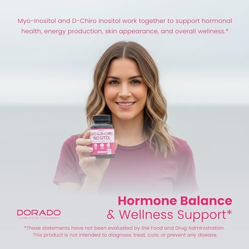 Myo-Inositol & D-Chiro Inositol Supplement für Frauen – 120 Kapseln, 2050 mg pro Portion, ideales 40:1 Verhältnis – Hormonbalance für Frauen – Drittanbieter getestet, vegan & hergestellt in den USA
