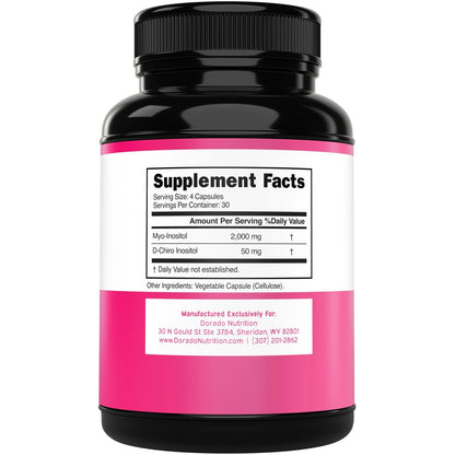 Myo-Inositol & D-Chiro Inositol Supplement für Frauen – 120 Kapseln, 2050 mg pro Portion, ideales 40:1 Verhältnis – Hormonbalance für Frauen – Drittanbieter getestet, vegan & hergestellt in den USA
