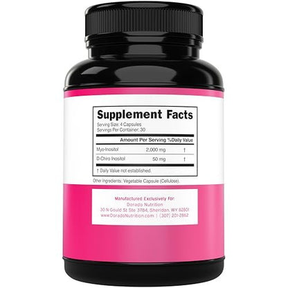 Myo-Inositol & D-Chiro Inositol Supplement für Frauen – 120 Kapseln, 2050 mg pro Portion, ideales 40:1 Verhältnis – Hormonbalance für Frauen – Drittanbieter getestet, vegan & hergestellt in den USA