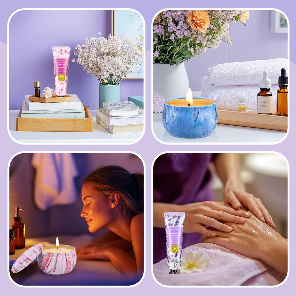 Geschenkkörbe für Frauen: Einzigartige Kerzen & Handcreme-Geschenkset, Geschenke für Mama, Lehrerin, Entspannendes Spa-Weihnachtsgeschenkset, Geburtstagsgeschenk für Ehefrau, Kollegin, Freundin, Krankenschwester