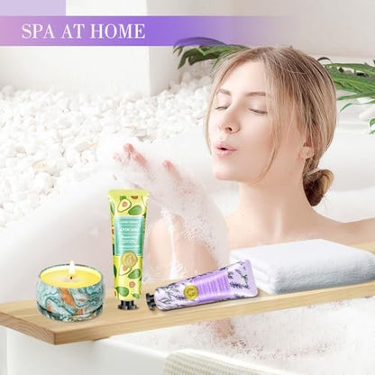 Geschenkkörbe für Frauen: Einzigartige Kerzen & Handcreme-Geschenkset, Geschenke für Mama, Lehrerin, Entspannendes Spa-Weihnachtsgeschenkset, Geburtstagsgeschenk für Ehefrau, Kollegin, Freundin, Krankenschwester